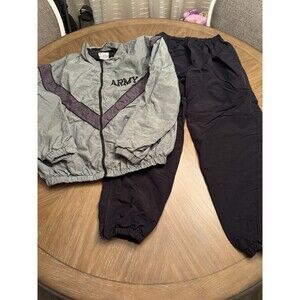 Skilcraft Army PFU Tracksuit Windbreaker Jacket Gray/Black Chevron With Pants M